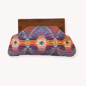Handmade Beaded & Threaded Embroidered Clutch – Wooden Frame Handle Bag – Boho